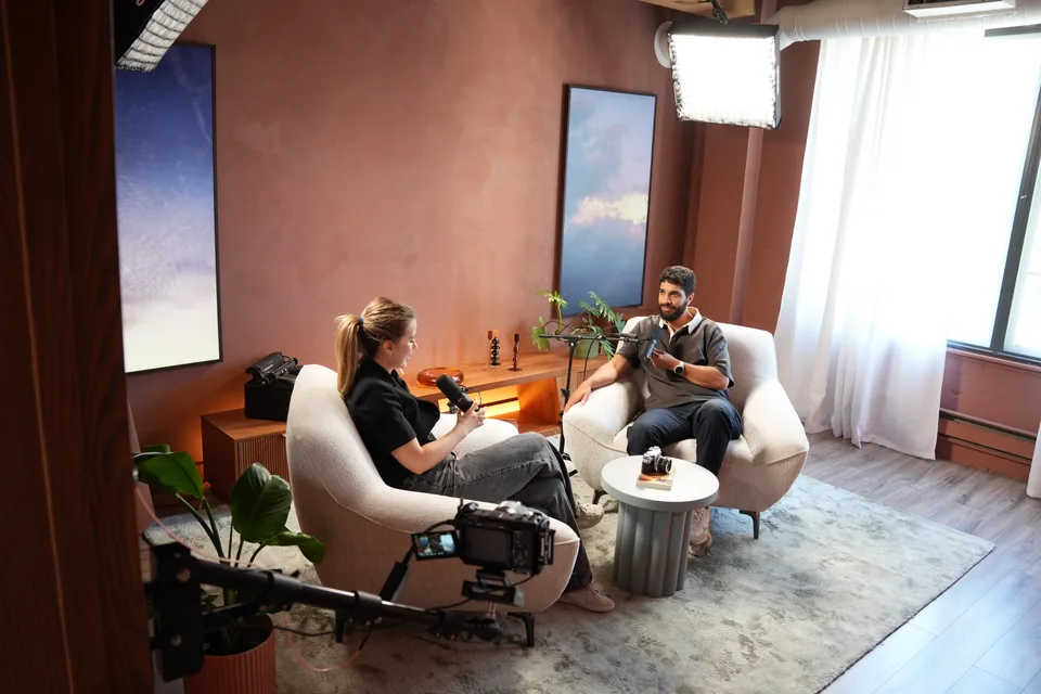 A podcast session under way in The Oasis Room